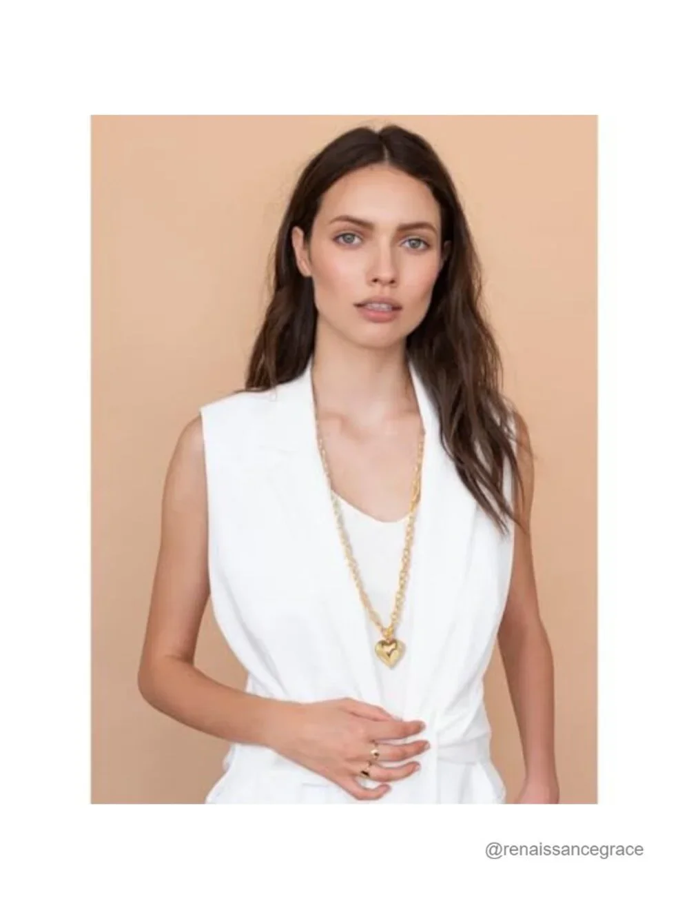 Layered Puffy Heart Pendant Necklace Gold Silver 7mm Cable Chain Lobster Clasp